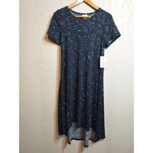 LuLaRoe Carly High‎ Low Swing Dress XS Blue Stars Constellations Space NWT